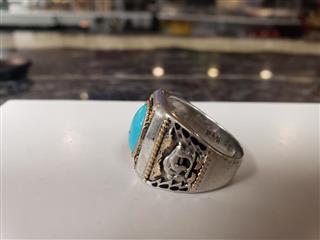 VINTAGE NATIVE AMERICAN STERLING SILVER TURQUOISE RING - MARKED:B STERLING )